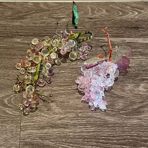 Mid Century Acrylic Faceted Pink, Purple Green & Clear Bead Grape Clusters